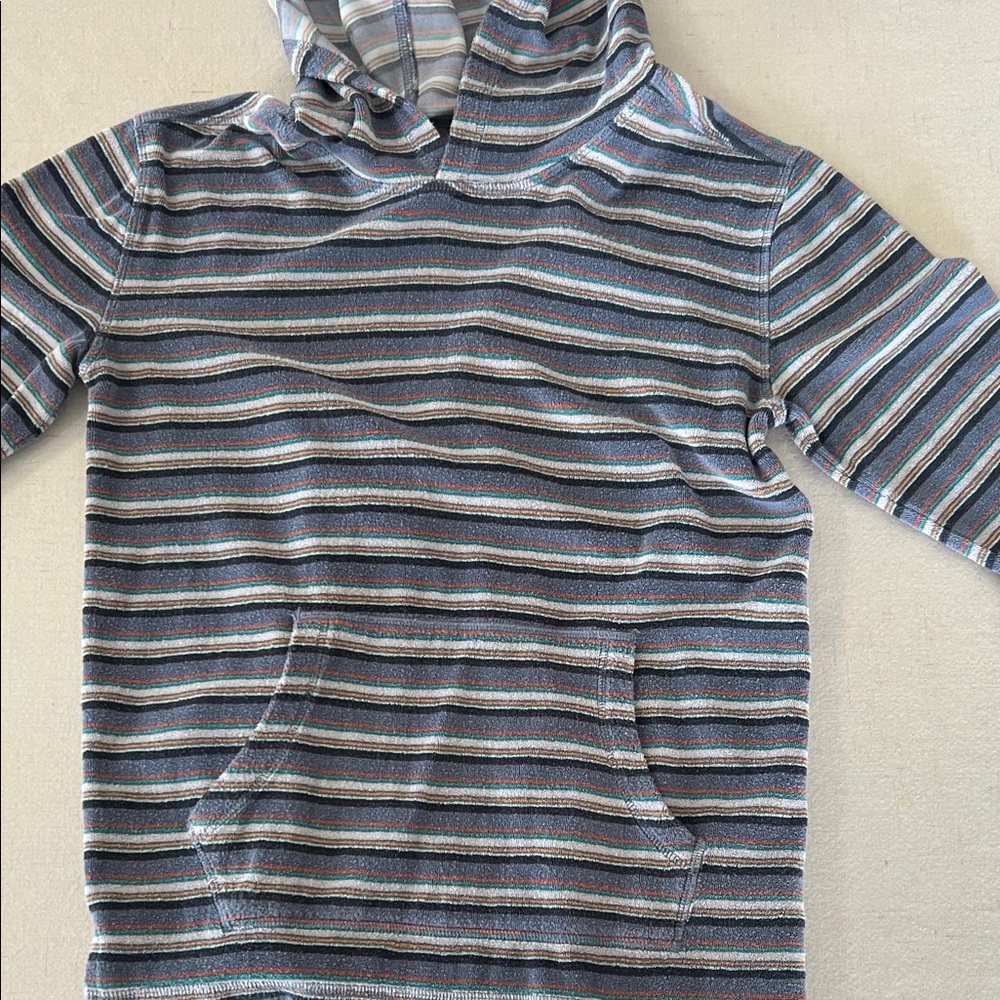 C&C California Blue Multi Striped Hooded Sweatshirt